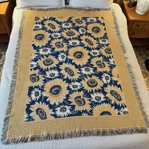 "Manta de girasol tapiz Goodwin Weavers rara 50 1/2x67""" - Imagen 1 de 8