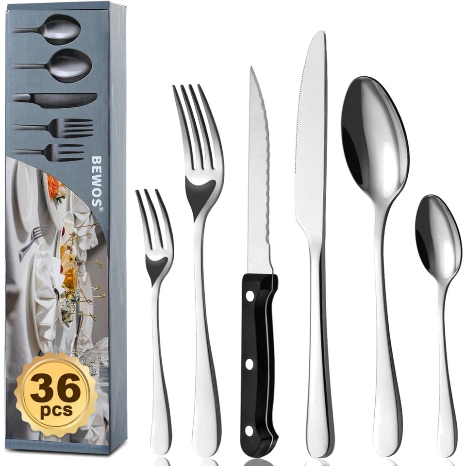 Besteckset 36 Teile für 6 Personen Edelstahl Hochglanz Spülmaschinenfest - Bild 1 von 2