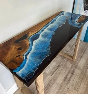 Luxury Ocean Wave Epoxy Dining Table Top Modern Furniture Epoxy Table Top Decors - Image 1 of 4