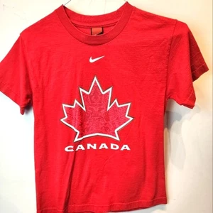 Vintage 90's Nike Canada NHL Hockey Luongo T-Shirt Red Cotton Youth Size M - Picture 1 of 6