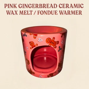 Pink Gingerbread Ceramic Wax Melt / Fondue Warmer – Christmas Holiday Deco - Picture 1 of 8
