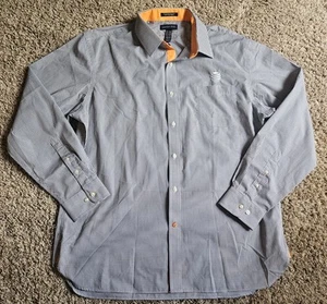 Lands End AT&T marineblau weiß kariertes Langarmhemd mit Knopfleiste 17 x 35 L XL - Bild 1 von 6