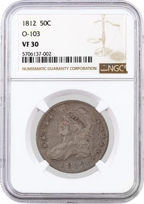 1812 50C Capped Bust Silver Half Dollar O-103 NGC VF30 Very Fine Coin - Image 1 of 4