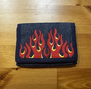 Trifold Wallet Flames Denim Y2K - Picture 1 of 3