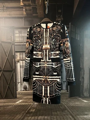 Vestido recto Clover Canyon para mujer gráfico cuello redondo manga larga negro talla S Foto 1 de 4