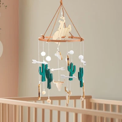 Western Cowboy Baby Mobile for Crib Boho Ceiling Nursery Mobile Wood Wind Chi... - Image 1 of 4