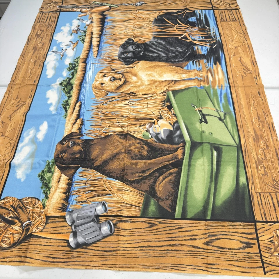 пружины ткани панели хлопок коричневый синий собаки щенок озеро на открытом воздухе птица - Изображение 1 из 4