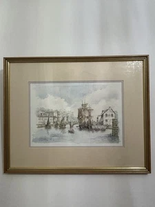 Vintage Nautical Ship Scene Watercolour Signed & Framed 21 X 16” Sailing Vintage - Picture 1 of 14