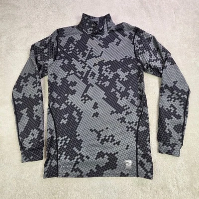 Nike Pro Combat Fitted Mock Neck Long Sleeve Shirt Mens M Gray Camo Baselayer - Image 1 of 4