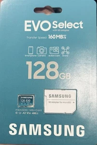 Samsung 128GB Micro SD Card EVO Select with SD Adapter New Sealed - Picture 1 of 1