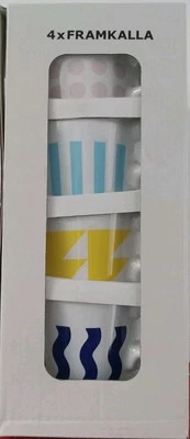 IKEA Framkalla Café Té 7 oz Taza Cerámica Juego de 4 Multicolor Diseño Retro Foto 1 de 2