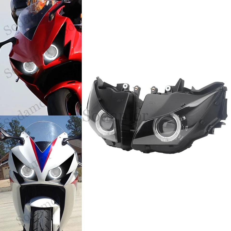 Conjunto de faros delanteros blanco ojo de ángel para Honda CBR1000RR 2012-2015 Foto 1 de 4