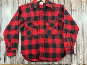 5 Five Brother wool blend Plaid Flannel Shirt red black Union Made VTG 60's 1960 - Picture 1 of 4