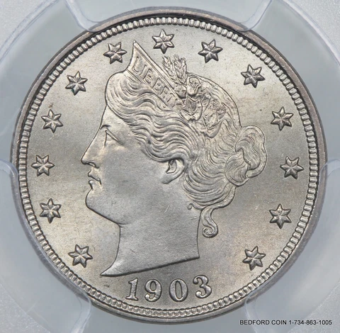 FLASHY PCGS MS64+ 1903 LIBERTY V NICKEL 5c   (BC23) Cover