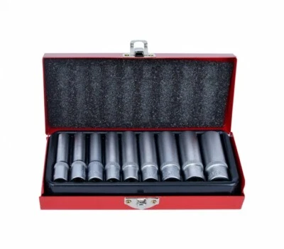 OXFORD SET DI CHIAVI BUSSOLA LUNGHE DA 1/4 CHROME VANADIUM 5 - 13 mm 9 PEZZI CANDELETTE