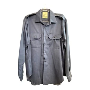 Australian Military Size 43/89 Dark Blue Cotton Long Sleeved Vintage Shirt - Foto 1 di 11