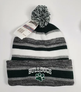 GORRA DE PUNTO CANTON BULLDOGS ESCUELA SECUNDARIA MEDIAS SOMBRERO POM ADULTO MASA MA TALLA ÚNICA NUEVA CON ETIQUETAS - Imagen 1 de 3