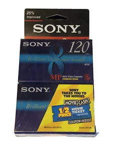 Sony 2 Pack 8mm Video Cassette Tape P6-120MPL 120 Minutes Sealed - Picture 1 of 2