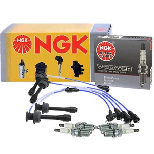 NGK Wire & 4 V-Power Spark Plugs Kit For Toyota Celica MR-2 2.0 L4 3S-GTE Turbo - Picture 1 of 1