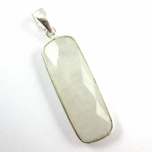 Bezel Gem Pendant with Bail-Moonstone Sterling Silver Rectangle Bezel 40mm - Picture 1 of 6