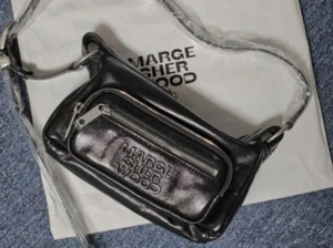 MARGE SHERWOOD Outpocket Hobo Mini_Black Glossy Plain / Express / Genuine - Picture 1 of 2