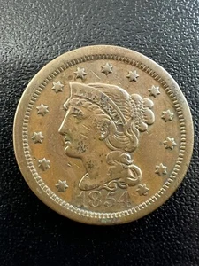 1854 USA große Cent One Cent Münze schöne Form - Bild 1 von 3