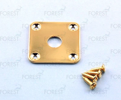 Gibson Aftermarket Square Flat Jack Plate, HJ015, Gold With Screws - Image 1 of 4