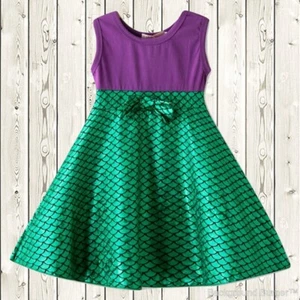 NEW Mermaid Green Shimmer Girls Sleeveless Dress 3T 4T 5T 6 7 - Picture 1 of 4
