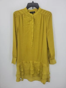 Banana Republic Dress Womens 4 Mustard Yellow Mixed Medium Ruffle Hem Sheath - Picture 1 of 6
