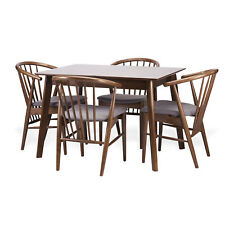 Toby Dining Chairs Set of 4 Kitchen Modern Solid Wood W/padded Seat Medium Brown