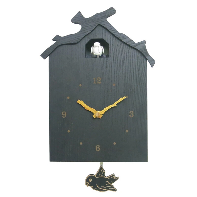 Reloj de Pared Pájaro Cuco Madera Decoración Dormitorio Negro Reloj de Pared Reloj Señal Horaria Foto 1 de 4
