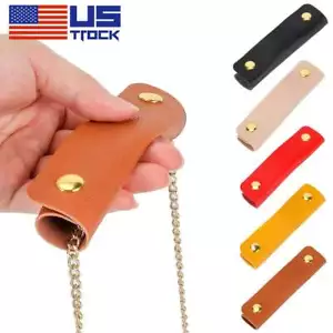 Leder Handtasche Griff Wickel Abdeckung Geldbörse Riemen Abdeckung Ersatz mit Knopf SALE - Bild 1 von 17