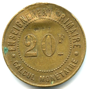 jeton 20 francs , enseignment primaire , musée scolaire Emile Deyrolle n°7763 - Picture 1 of 2