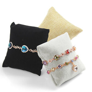 4Pcs Velvet Linen Pillow Jewelry Stand Bracelet Watches Display Photography Prop