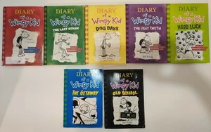 7X Diary of a Wimpy Kid Jeff Kinney Hardcover 1, 3, 4,  5, 8 + Paperback 10 & 12 - Imagen 1 de 12