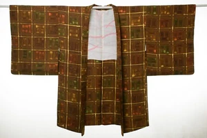 Vintage Japanese Kimono Silk Antique BORO HAORI Jacket Robe Dress Dyed/B870/610 - Picture 1 of 6