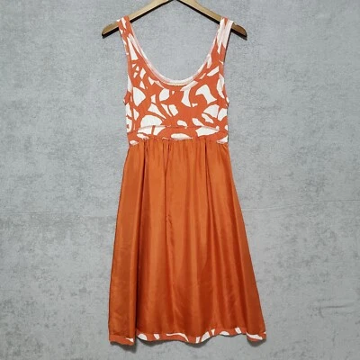 Velvet by Graham Spencer Dress Medium Fit Flare Silk Orange Pullover Sleeveless - Image 1 of 4