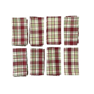 Juego de 8 servilletas de comedor Park Designs verde borgoña a cuadros 17" por 16,5" algodón - Imagen 1 de 7