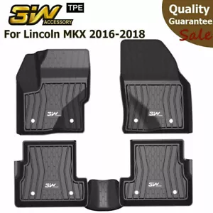 3W Floor Mats Protector for Lincoln MKX 2016-2018 Custom Fit All Weather Black - Picture 1 of 10