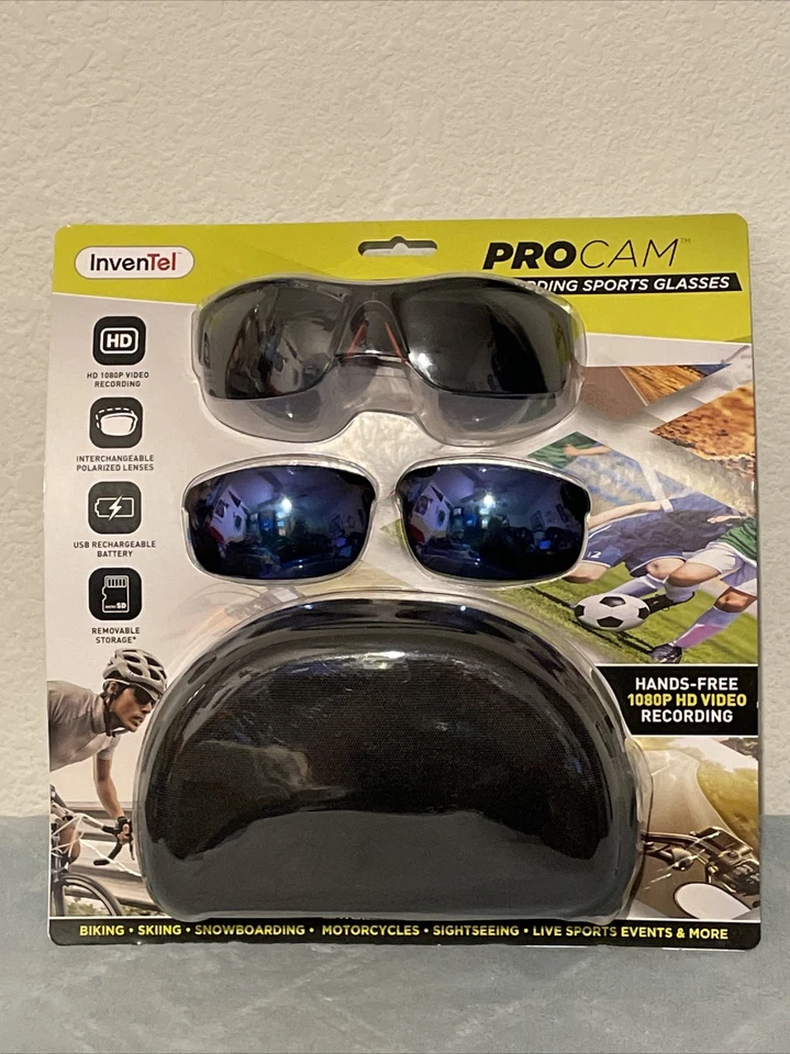 InvenTel PROCAM Video Recording Sports Glasses w/Interchangeable Lens & Case - Image 1 of 4