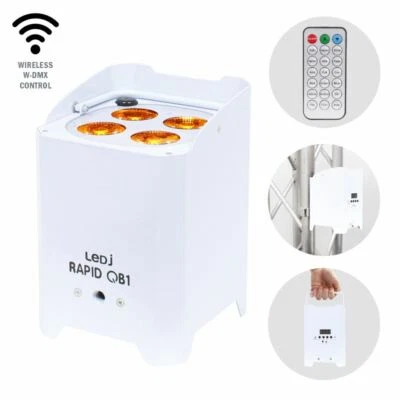 LEDJ Rapid QB1 RGBA (White Housing) Battery Wireless Uplighter - Image 1 of 4