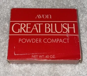 Vtg Avon Great Blush Pink Powder Compact w/ Brush .40 oz. NOS New In Box - Picture 1 of 10