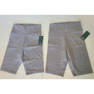 LOT 2- Women's High-Rise Bike Shorts Wild Fable Grey Gray Print Stretch Yoga XS - Picture 1 of 11