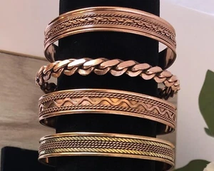 Bundle of 4 Tibetan Copper Magnetic Bracelet Arthritis Pain Therapy Cuff Bangle - Picture 1 of 5