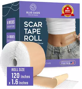 Silicone Scar Sheets, Scar Tape for Surgical Scars, 120" X 1.6" Roll - C-Section - Picture 1 of 12