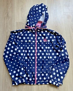 Animal Women's 16 Blue Polka Dot Spotty Jacket Coat Zip Up Fold Away Hood Pink - Picture 1 of 23