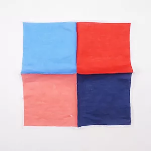 RODA Imperfect Pink-Blue-Red Multicolor Quadrant Print Linen Pocket Square - Picture 1 of 4