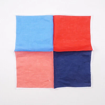 RODA Imperfect Pink-Blue-Red Multicolor Quadrant Print Linen Pocket Square - Image 1 of 4