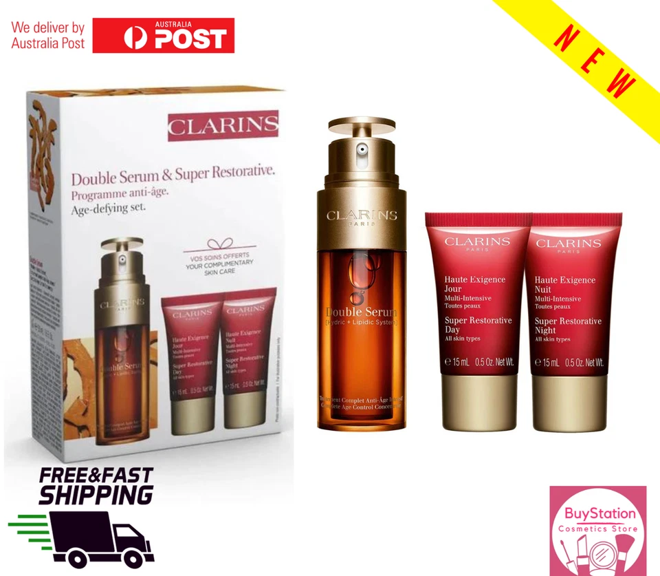 Clarins Double Serum 50ml & Super Restorative Day Cream 15ml& Night Cream 15ml - image 1 of 1