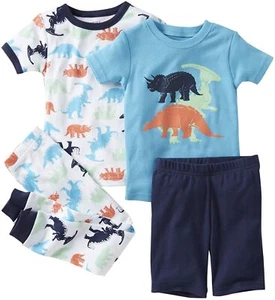 NEW Carter's Baby Boys' 4 Pc Blue White Dinosaur Pajama Set 6M - Picture 1 of 1